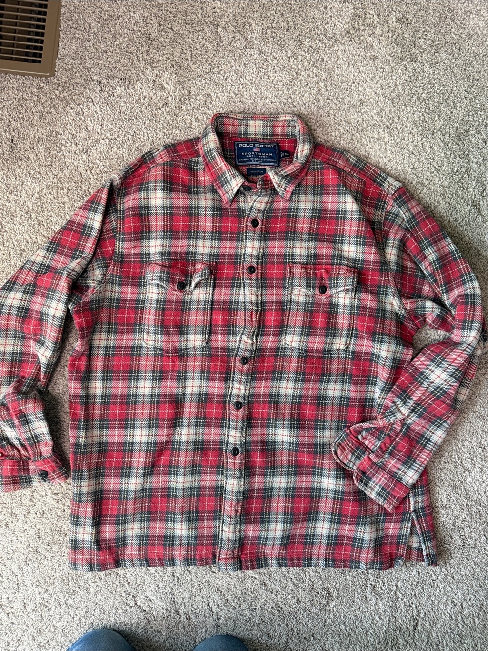 GT-0127 Vintage Polo Sport Ralph Lauren Sportsman XL Plaid Flannel 90s